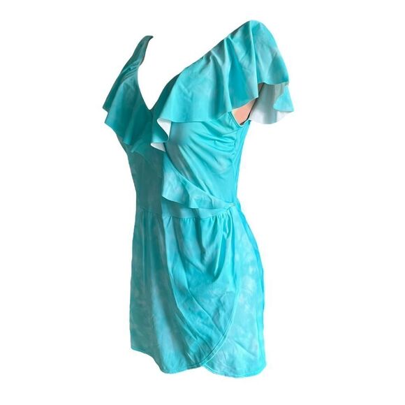 Denim & Co. Beach Surplice Flounce Sleeve Swim Dress - Picture 3 of 5